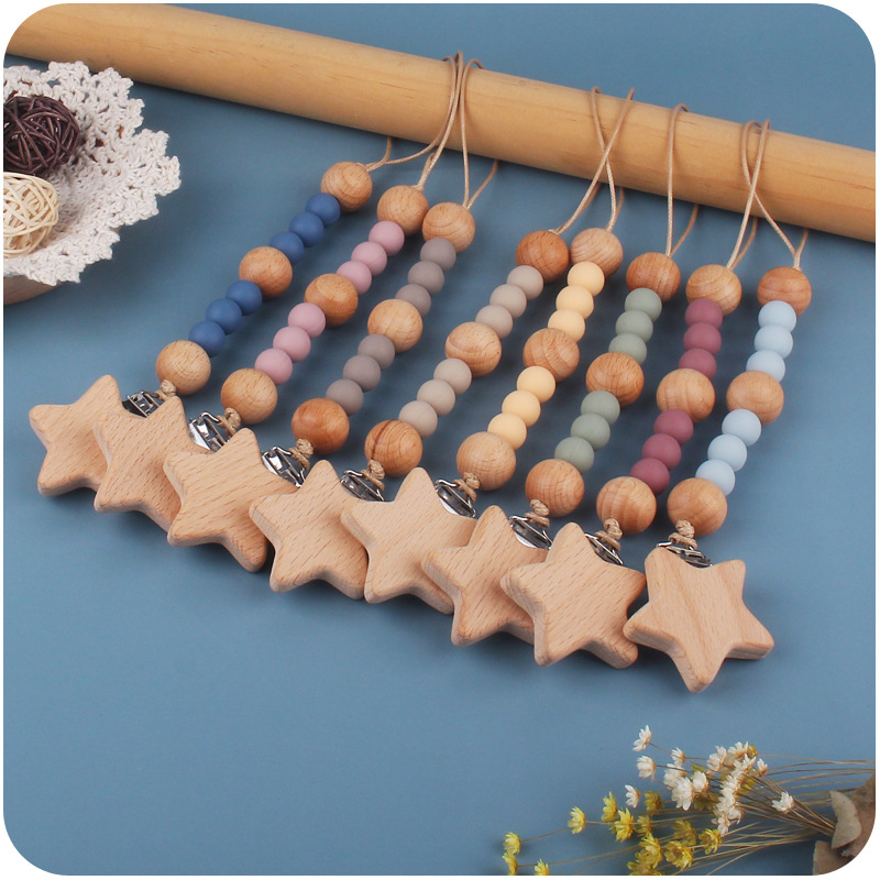 Baby Food Pacifier - Anneau de dentition étoile en bois,