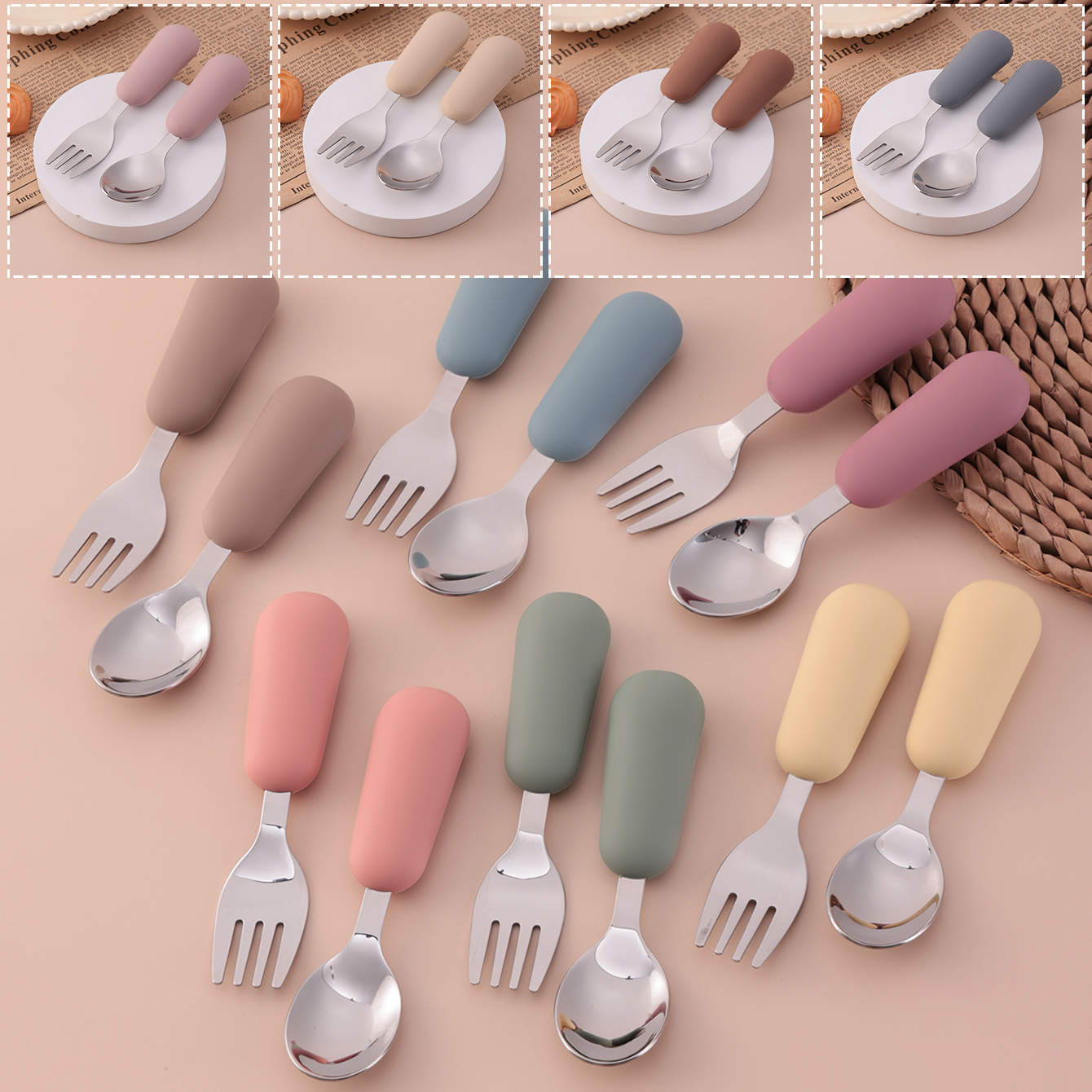 Baby Food Set - Couleur enfants 2 pièces fourchette cuillère